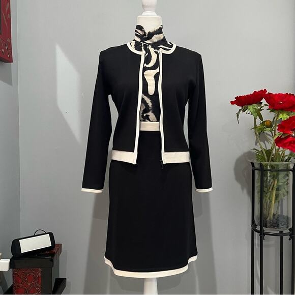 Moda International Jackets & Blazers - NEW Moda Int’l Wool Two Tone A-line Colorblock Suit Skirt + Zipper Blazer Jacket